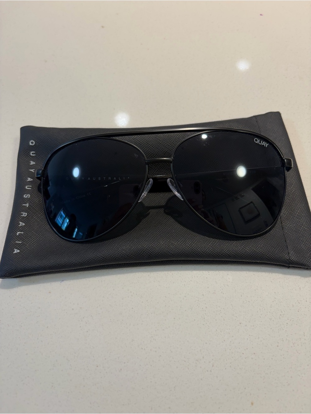 Quay Australia Black Aviator Sunglasses